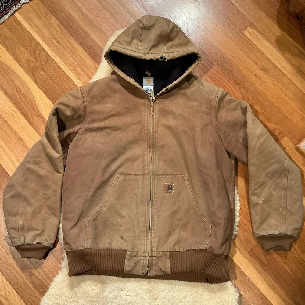 Vintage distressed tan hooded Carhartt jacket - Picture 1 of 12